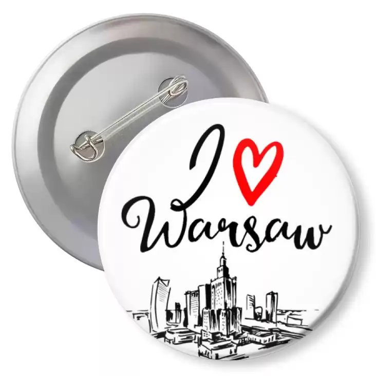 przypinka z agrafką I love Warsaw