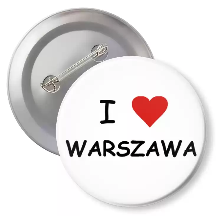 przypinka z agrafką I love Warszawa