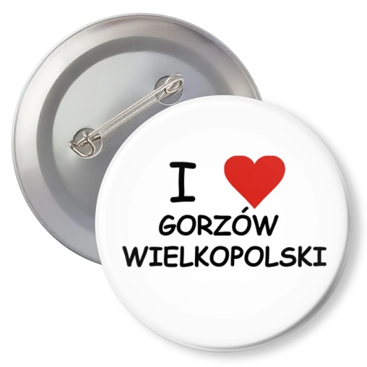 przypinka z agrafką I love Gorzów Wlkp.