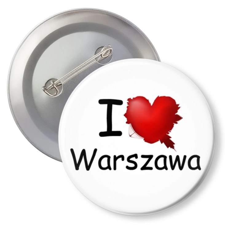 przypinka z agrafką I love Warszawa