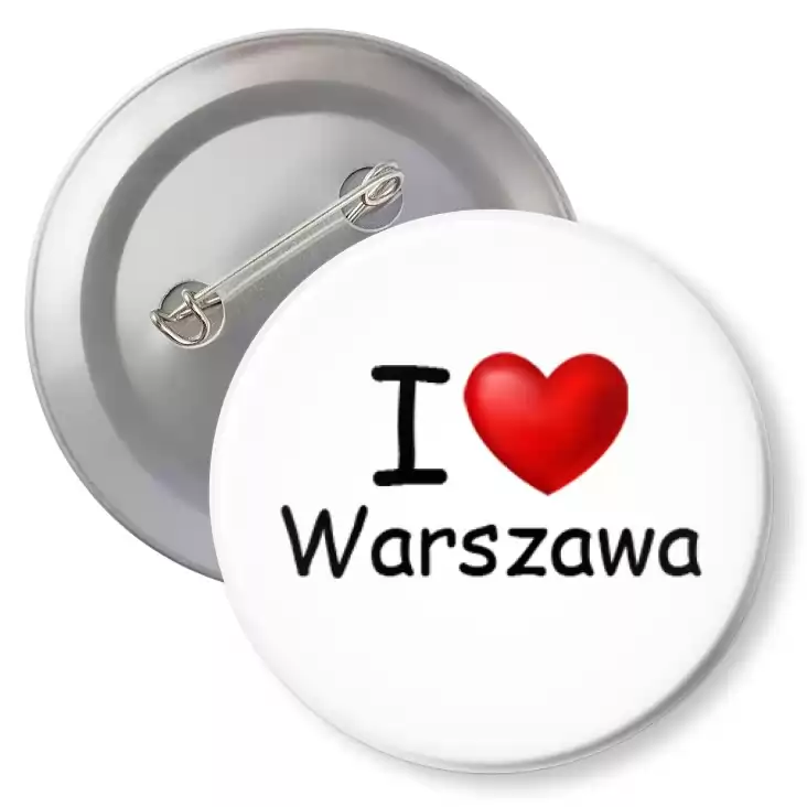przypinka z agrafką I love Warszawa