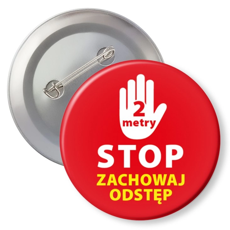 przypinka z agrafką Zachowaj odstęp stop