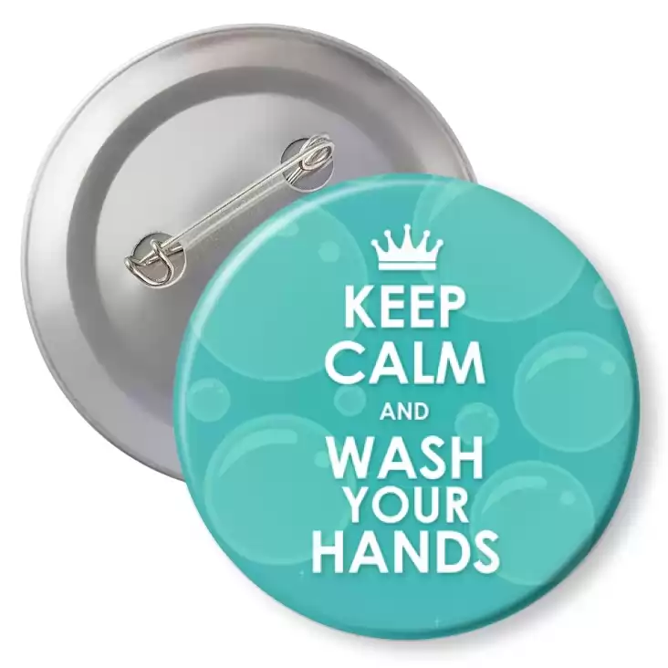 przypinka z agrafką Keep calm and wash your hands