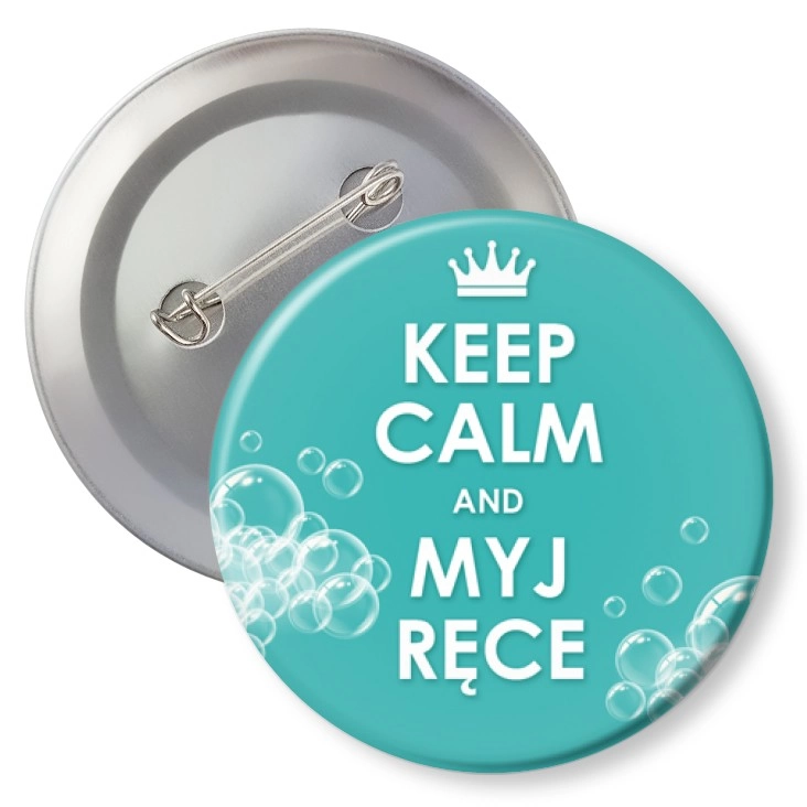 przypinka z agrafką Keep calm and myj ręce