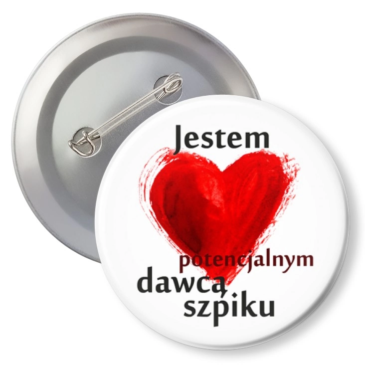 przypinka z agrafką Jestem dawcą szpiku