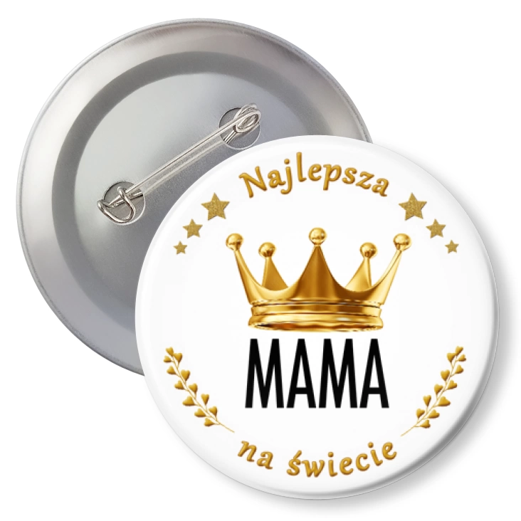 Przypinka - Dzień Mamy Najlepsza mama na świecie w koronie