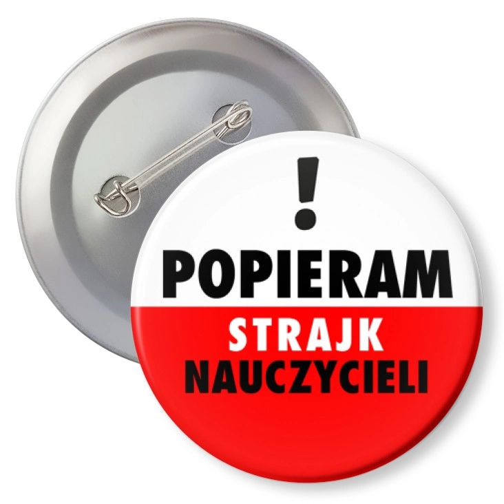 przypinka z agrafką Popieram strajk