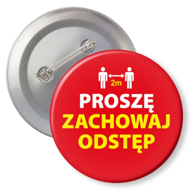 przypinka z agrafką Zachowaj odstęp proszę