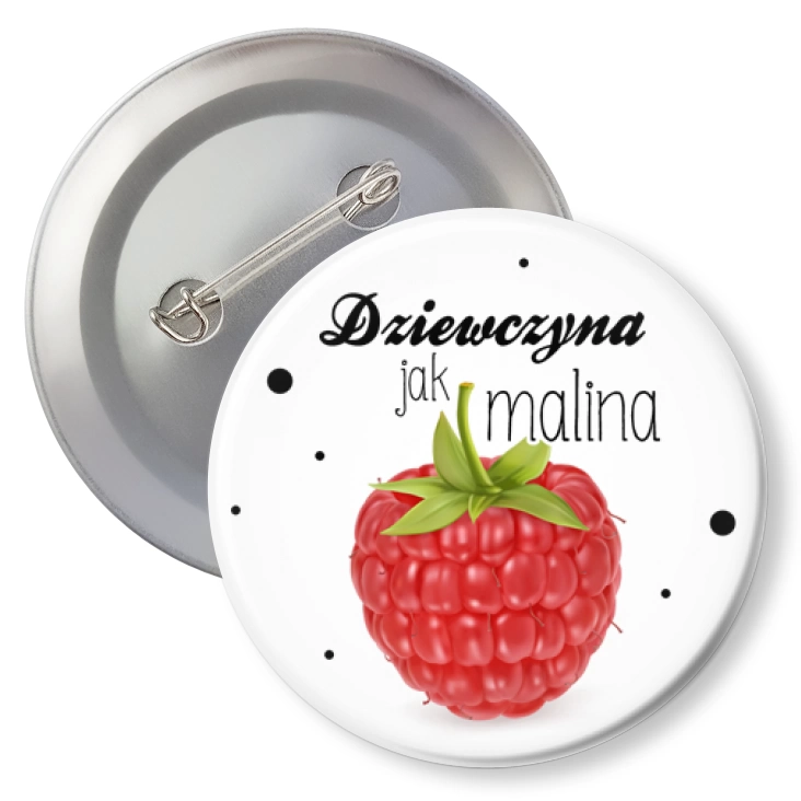 przypinkaDziewczyna jak malina na białym tle