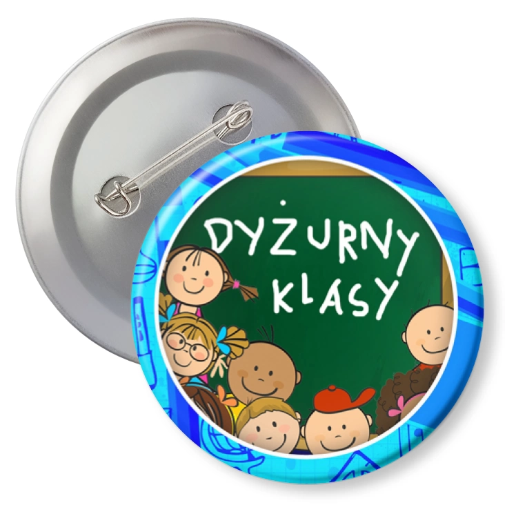 przypinka z agrafką Dyżurny klasy niebieska obwódka