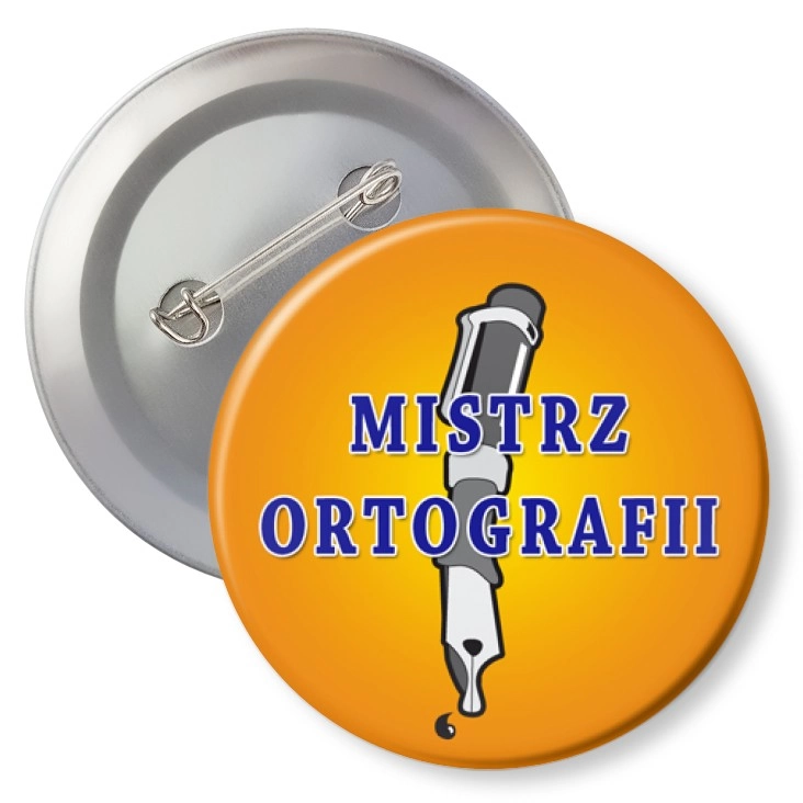 przypinka z agrafką Mistrz ortografii