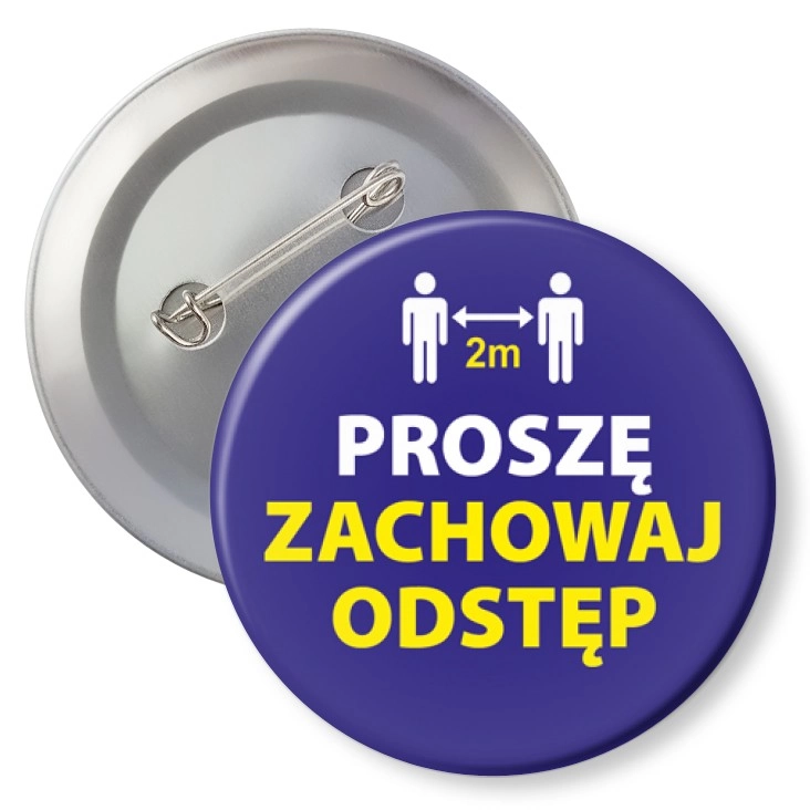 przypinka z agrafką Proszę zachowaj odstęp