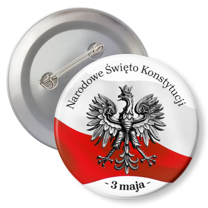 przypinkaNarodowe Święto Konstytucji z srebrnym godłem 3 maja