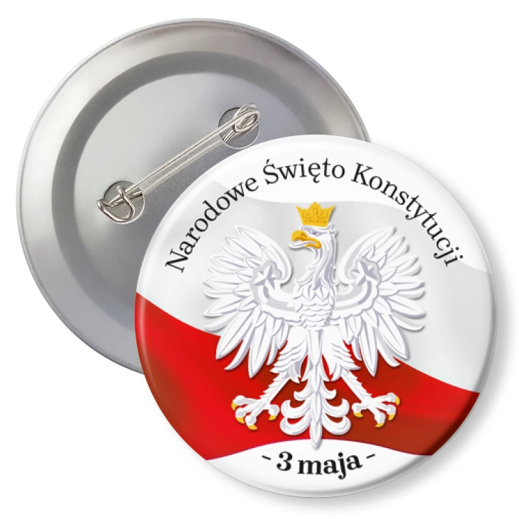 przypinka3 maja Narodowe Święto Konstytucji orzeł na tle flagi