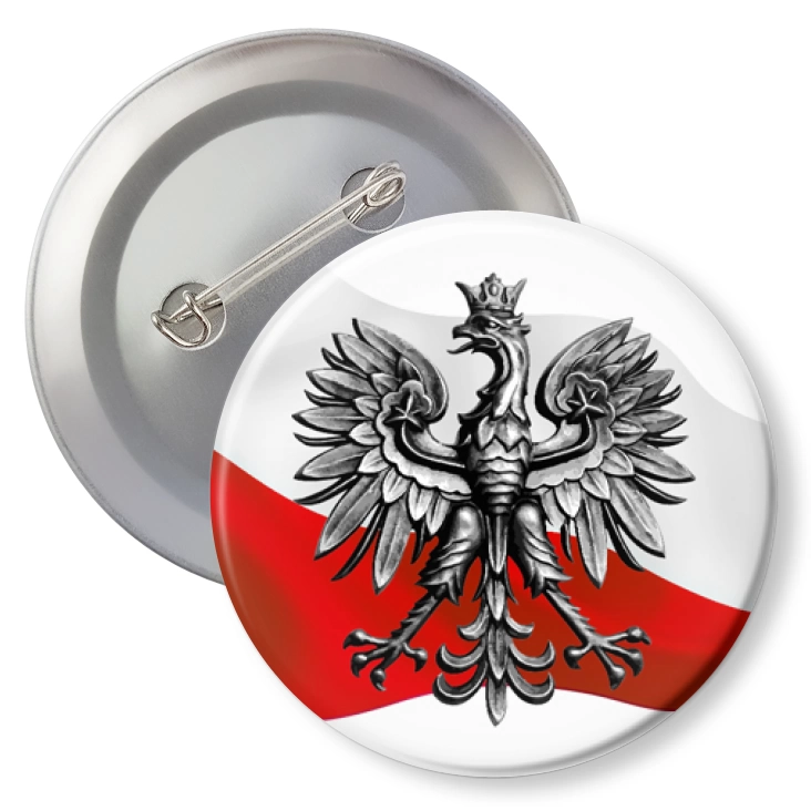 przypinkaOrzeł Polski na tle flagi państwowej