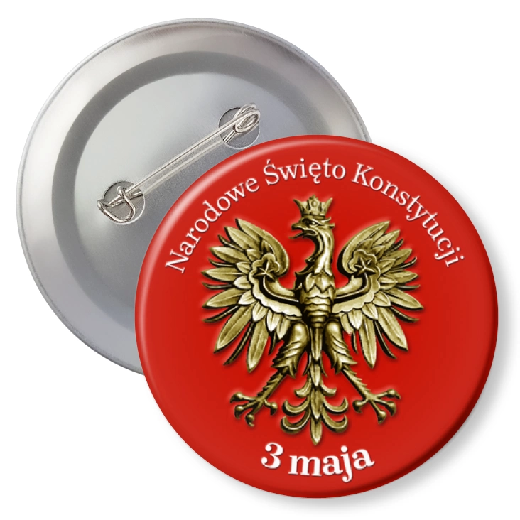 przypinkaNarodowe Święto Konstytucji 3 maja złote godło na czerwonym tle