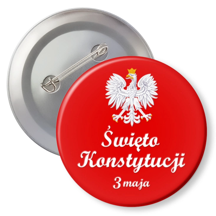przypinkaNarodowe Święto Konstytucji 3 maja na czerwonym tle
