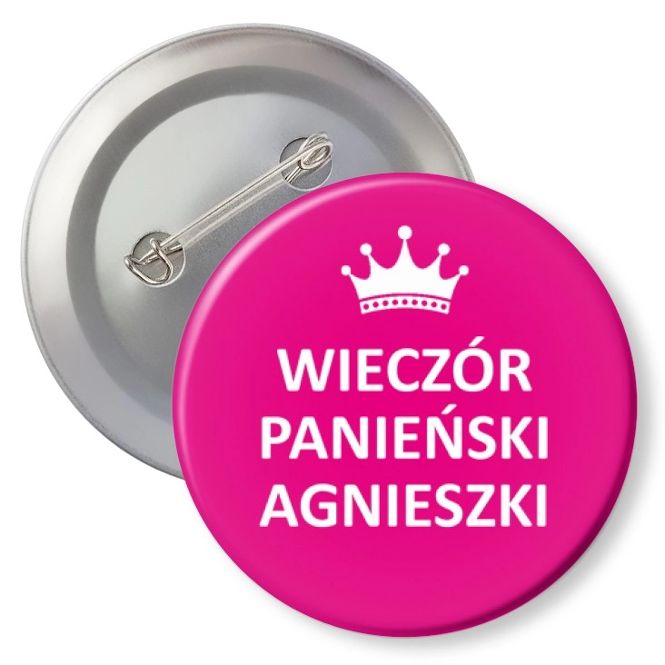 przypinka z agrafką Wieczór panieński Agnieszki