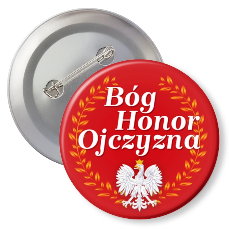 przypinka z agrafką Bóg Honor Ojczyzna