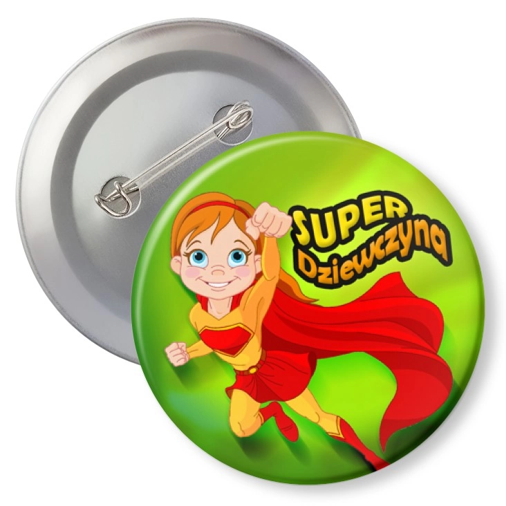 przypinkaSuper Dziewczyna Supermanka na zielonym tle