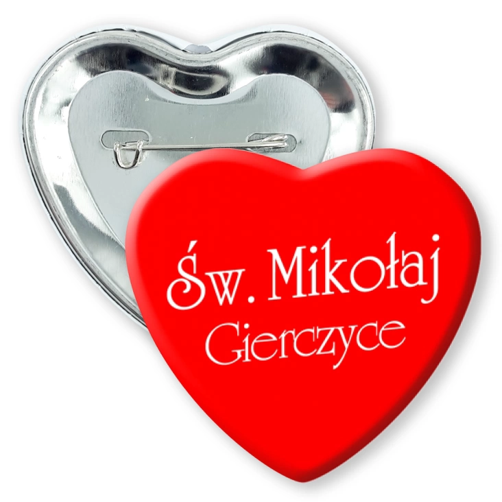 przypinka serce agrafka Św. Mikołaj Gierczyce