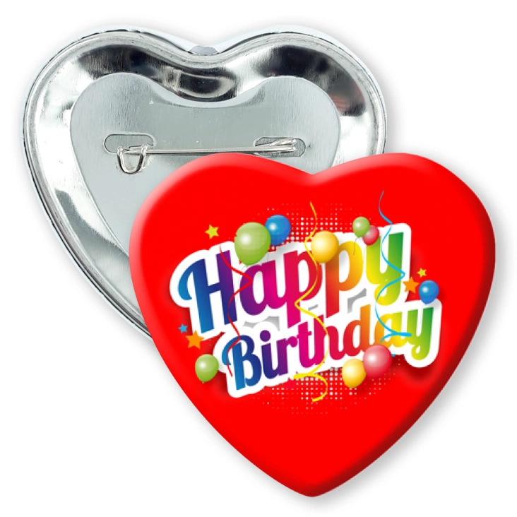 przypinka serceHappy Birthday czerwone serce