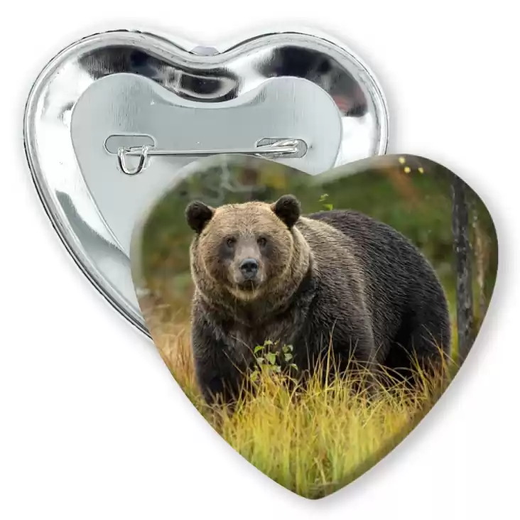 przypinka serce Niedźwiedź grizzly