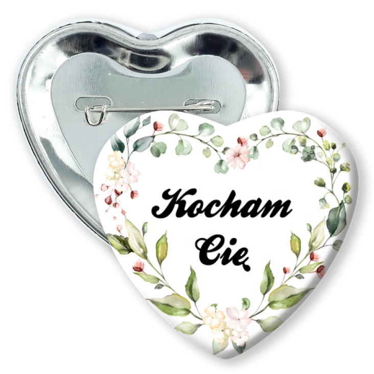 przypinka serceKocham Cię serce w kwiatach