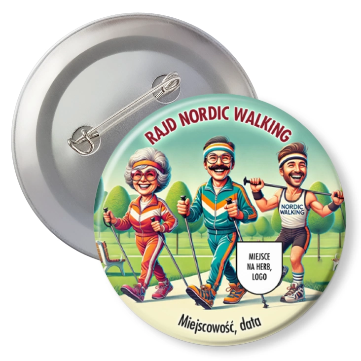 przypinka agrafka Rajd Nordic Walking Szerokie uśmiechy
