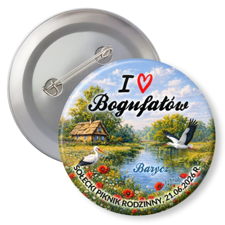 przypinka z agrafką Sołecki Piknik Rodzinny 2026 Bogufałów