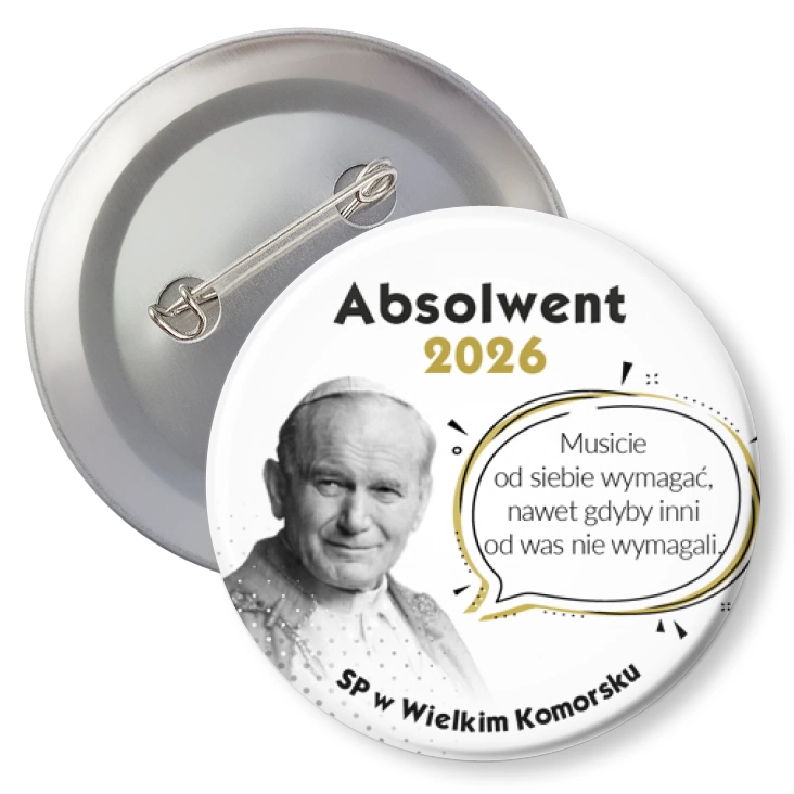 przypinka z agrafką SP w Wielkim Komorsku Absolwent 2026