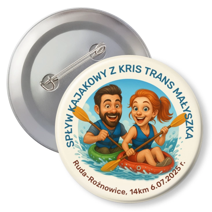 przypinka z agrafką Spływ kajakowy z Kris Trans Małyszka Ruda 2025