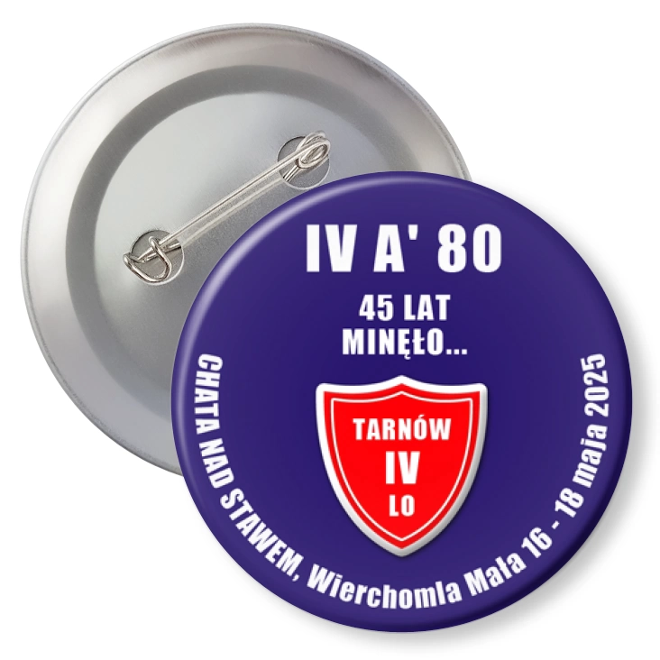 przypinka z agrafką Spotkanie klasowe po 45 latach IV LO Tarnów