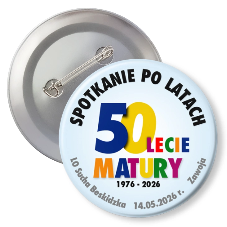 przypinka agrafka Spotkanie po 50 latach LO Sucha Beskidzka 2026