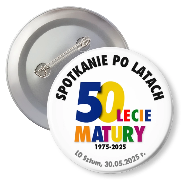 przypinka z agrafką Spotkanie po 50 latach LO Sztum