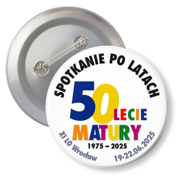 przypinka z agrafką Spotkanie po latach XI LO Wrocław 2025