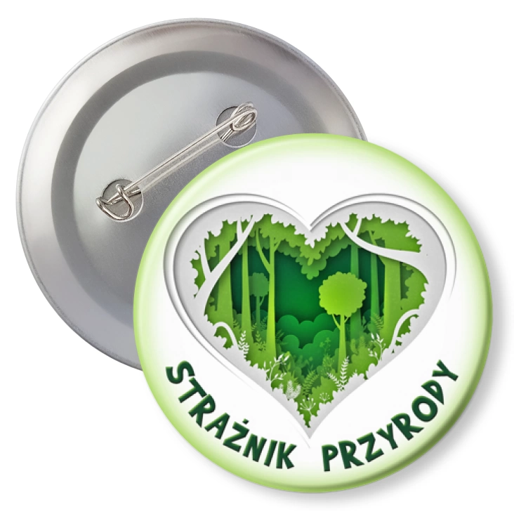 przypinka z agrafką Strażnik Przyrody leśne serce