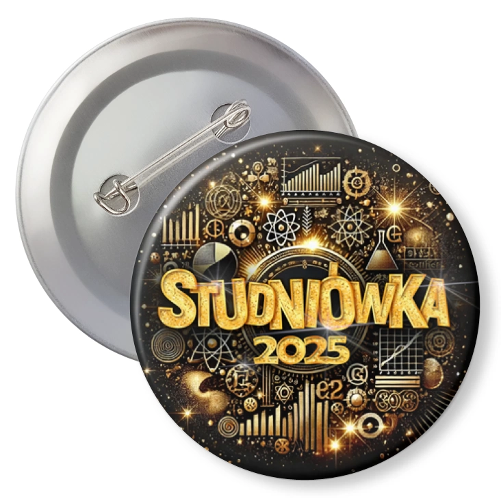 przypinka z agrafką Studniówka profil matematyczno-fizyczny