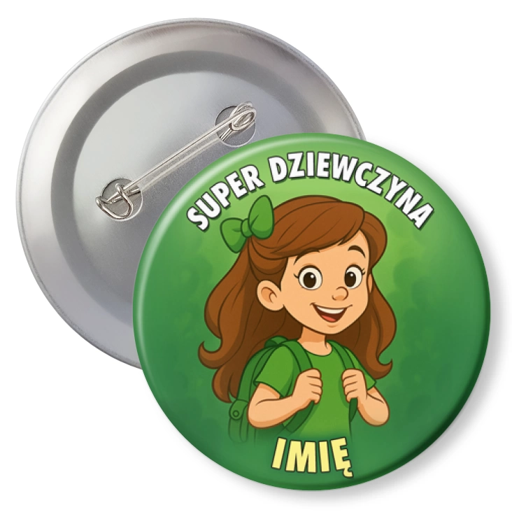 przypinkaSuper dziewczyna na zielonym tle