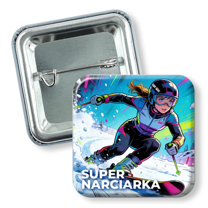 przypinka kwadrat  Super Narciarka