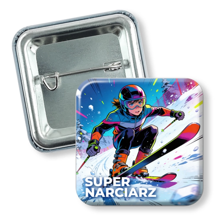 przypinka kwadrat  Super Narciarz