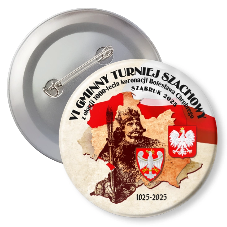 przypinka z agrafką Turniej Szachowy z okazji Millenium Koronacji Sząbruk 2025