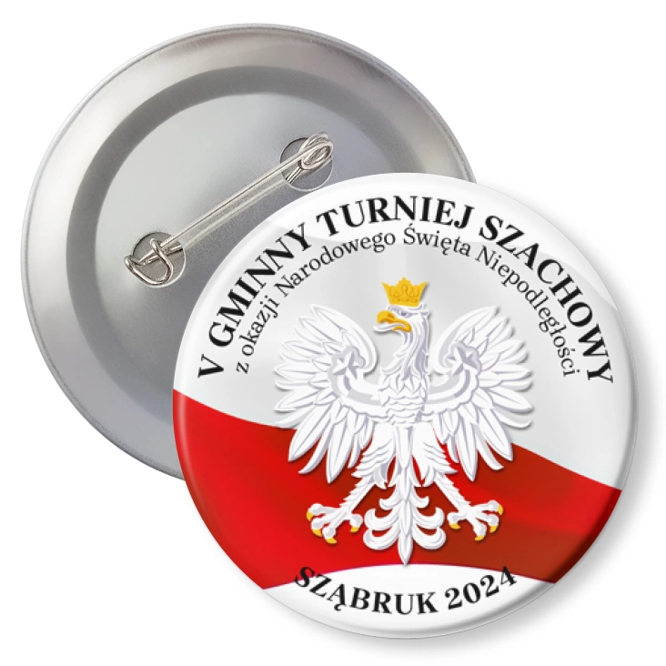 przypinka z agrafką V Gminny Turniej Szachowy z okazji Narodowego Święta Niepodległości