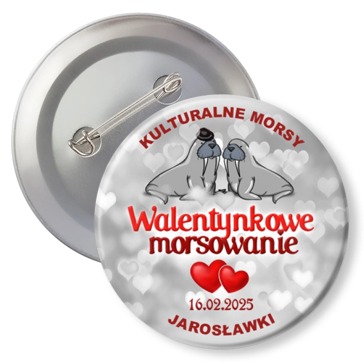 przypinka z agrafką Walentynkowe morsowanie Kulturalne Morsy