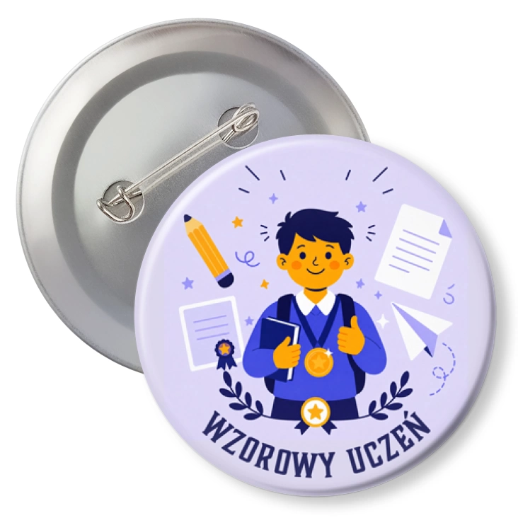 przypinkaWzorowy uczeń na lawendowym tle