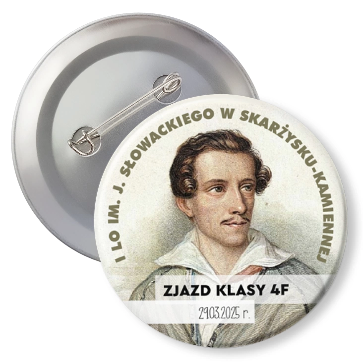 przypinka z agrafką Zjazd klasy 4f I LO im. J. Słowackiego w Skarżysku-Kamiennej