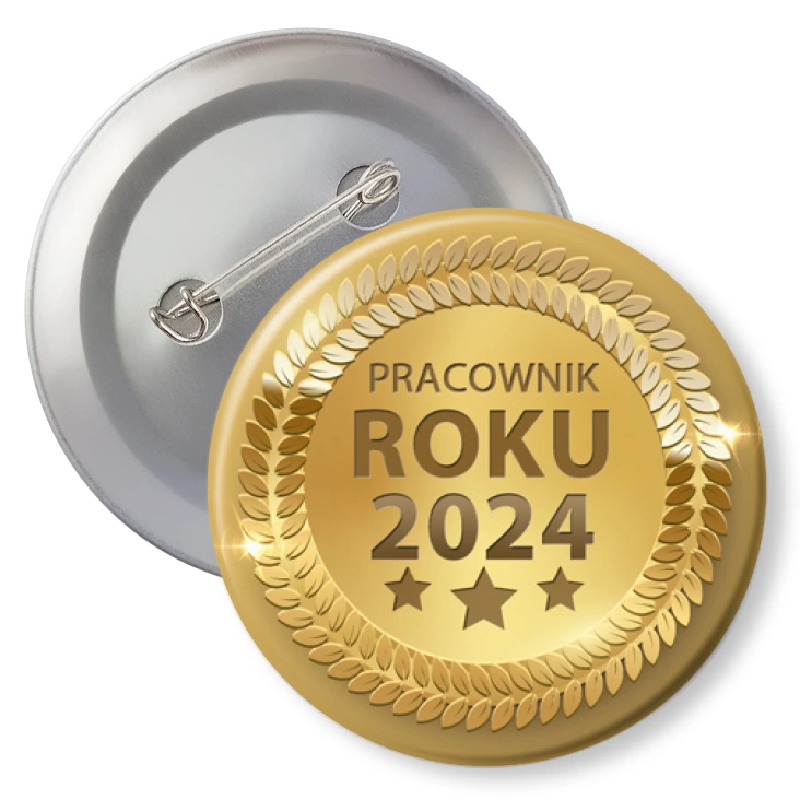 przypinka z agrafką Złoty medal pracownik roku