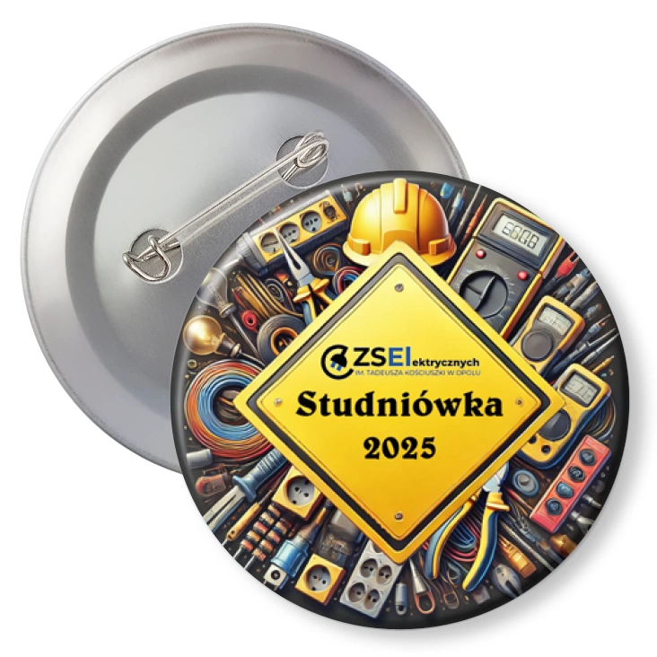 przypinka z agrafką ZS Elektrycznych w Opolu Studniówka 2025