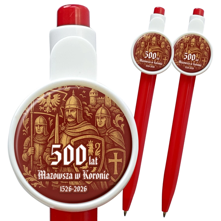 przypinka długopis 500 lat Mazowsza w Koronie