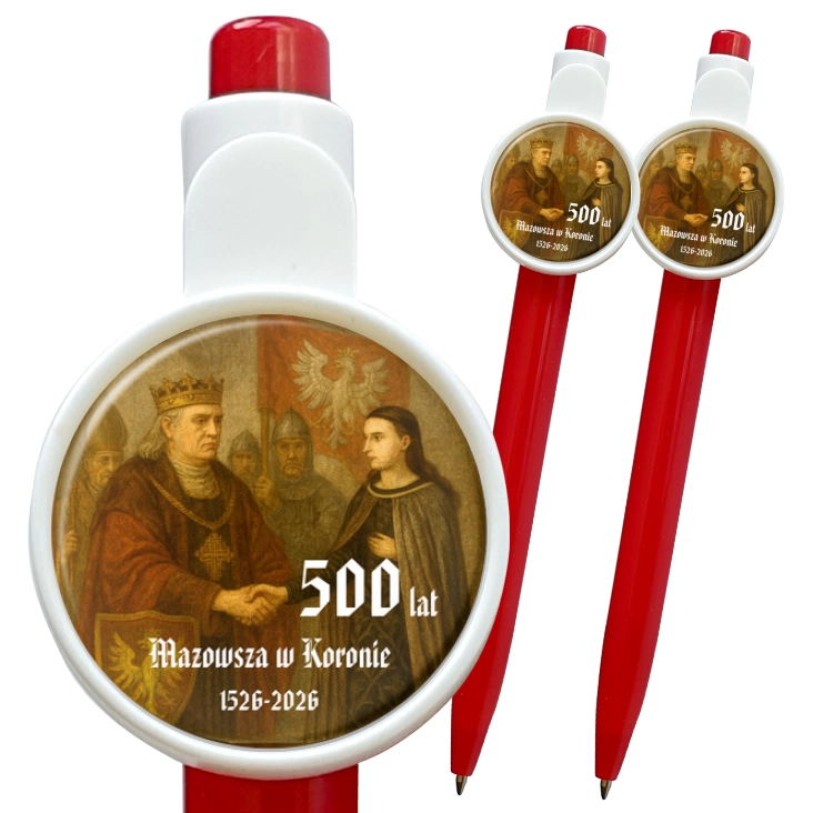 przypinka długopis 500. rocznica włączenia Mazowsza do Królestwa Polskiego